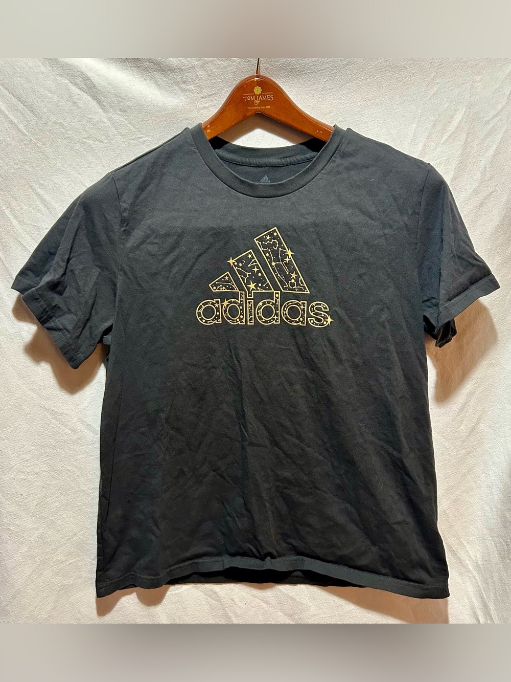 Adidas Dark Gray Gold Celestial Constellation Logo Tee XL Astrology